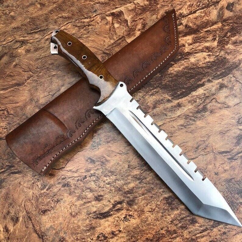 CUSTOM HANDMADE D2 TOOL STEEL HUNTING BOWIE KNIFE SURVIVAL CAMPING KNIFE