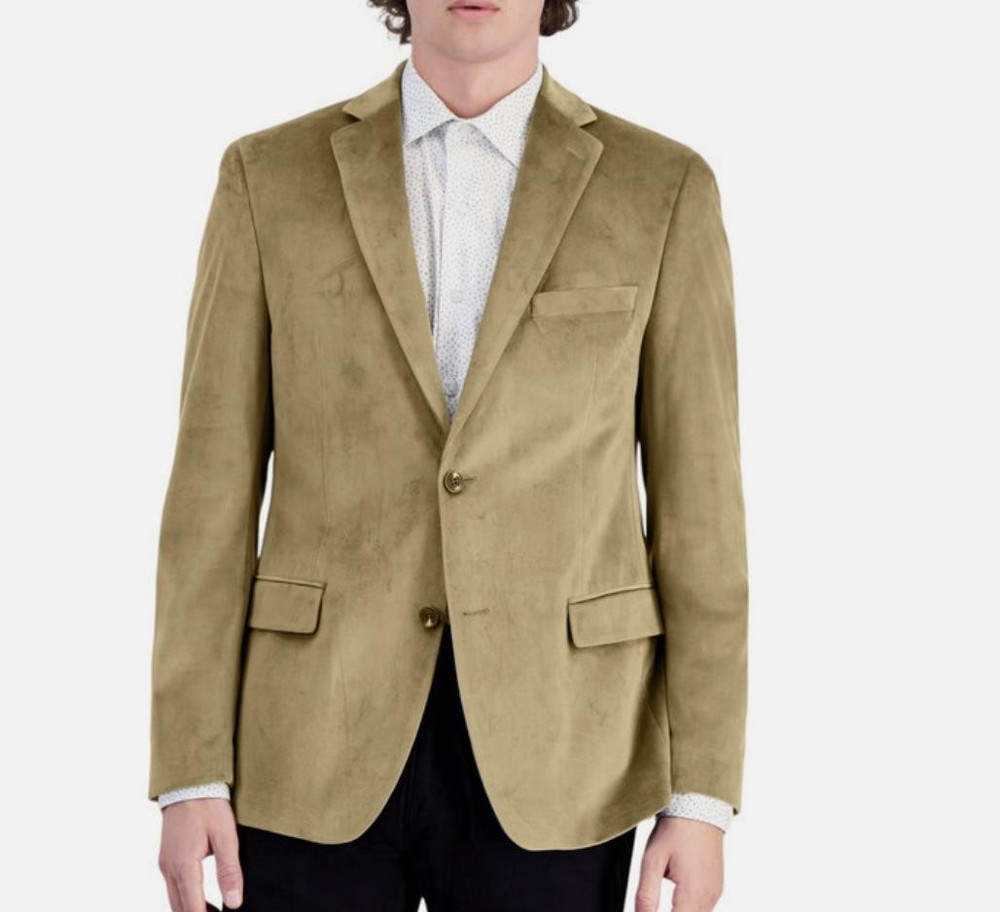 Alfani Men's Tan Slim Velvet Jacket Sport Coat 44 L NEW $295 TSAA1QSY0006
