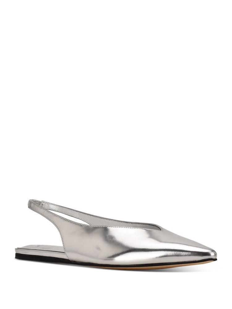 MARC FISHER Womens Silver Leather Padded Slingback Sandal Size 7 M