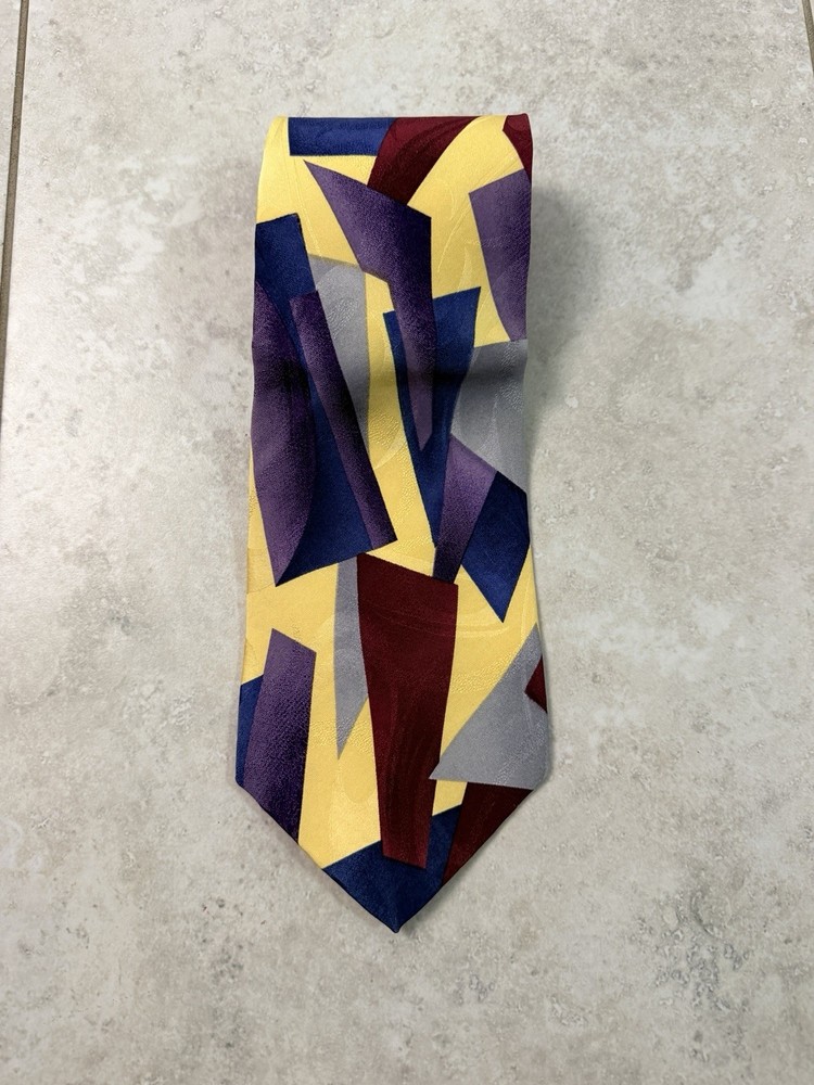 J.T. Beckett Abstract Geometric Necktie Mens Vintage Multicolor Tie