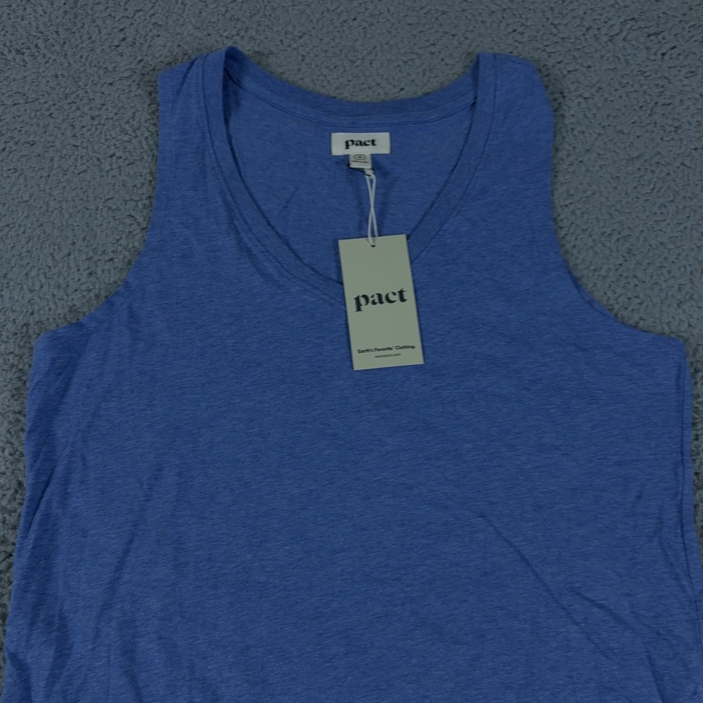 Pact Tank Top Womens Medium Blue 100% Organic Cotton V-Neck NEW Activewear Shirt