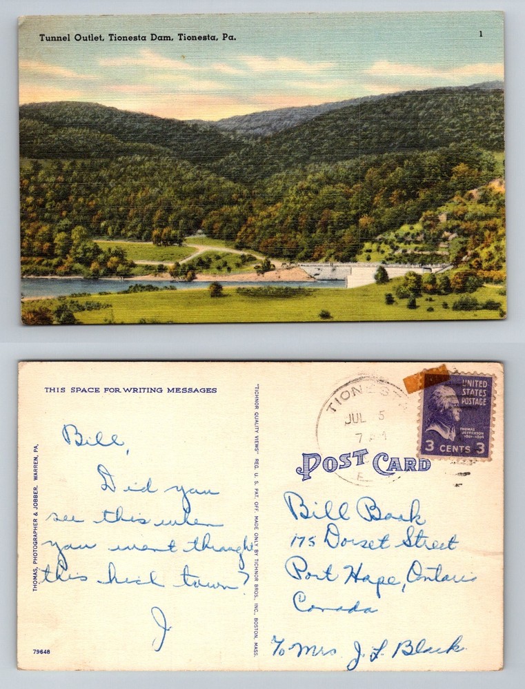 Tionesta, PA-Pennsylvania, Tunnel Outlet Tionesta Dam River Vintage Postcard