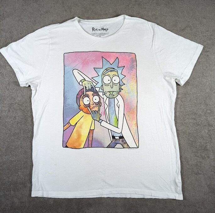 Cartoon Network Rick And Morty T-Shirt Mens Size XL White Short Sleeve