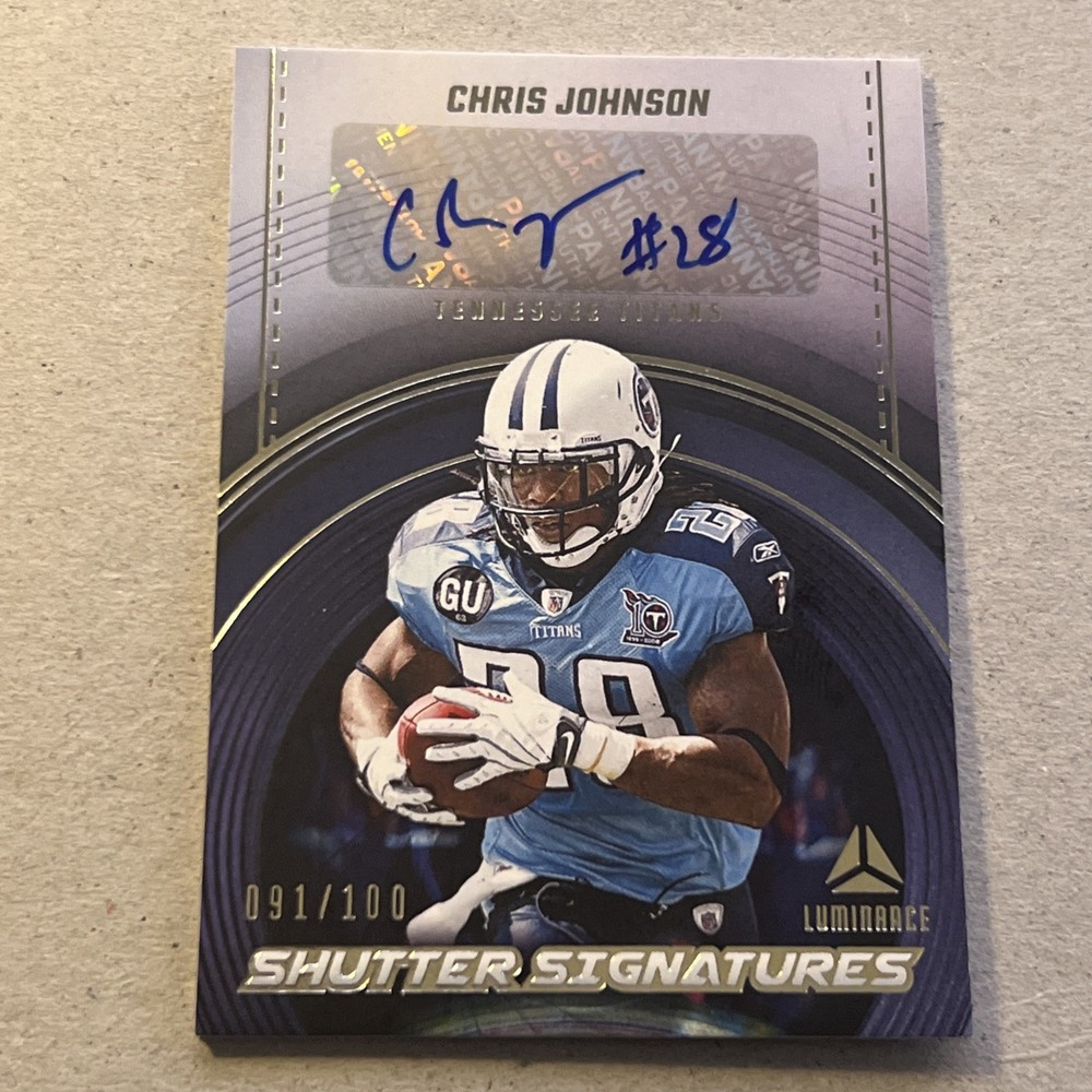 2024 Panini Luminance Shutter Signatures CHRIS JOHNSON AUTO 091/100 Titans
