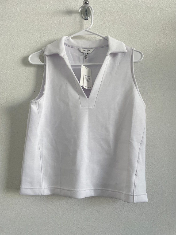 Spanx Top Women M Air Essentials Polo Tank Classic Minimalist Coastal Office