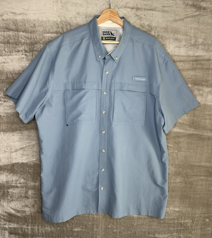 Eddie Bauer Men’s 2XL Blue Button Up Vented Outdoor Shirt