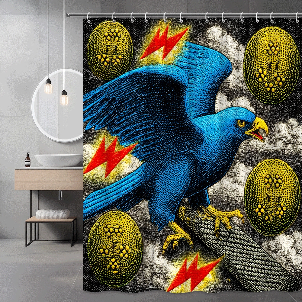 Blue Eagle Lightning Clouds Shower Curtain Graphic Print