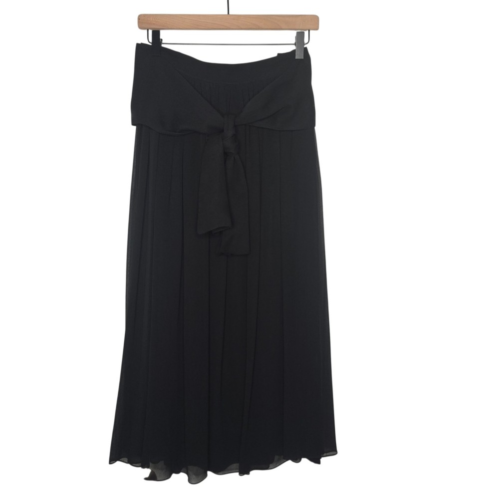 Brooks Brothers Womens Black Vintage Flowy Silk Wrap Midi Skirt Size 8