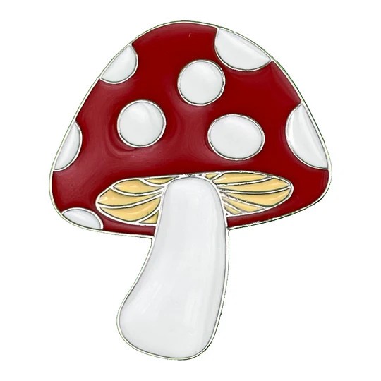 Embossed Enamel Lapel Pin Badge - Red Mushroom 1.25