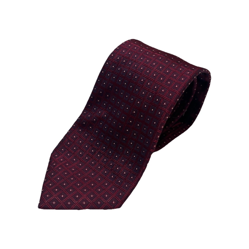 YSL Yves Saint Laurent Maroon Silk Neckwear Tie Necktie Men Made In Italy
