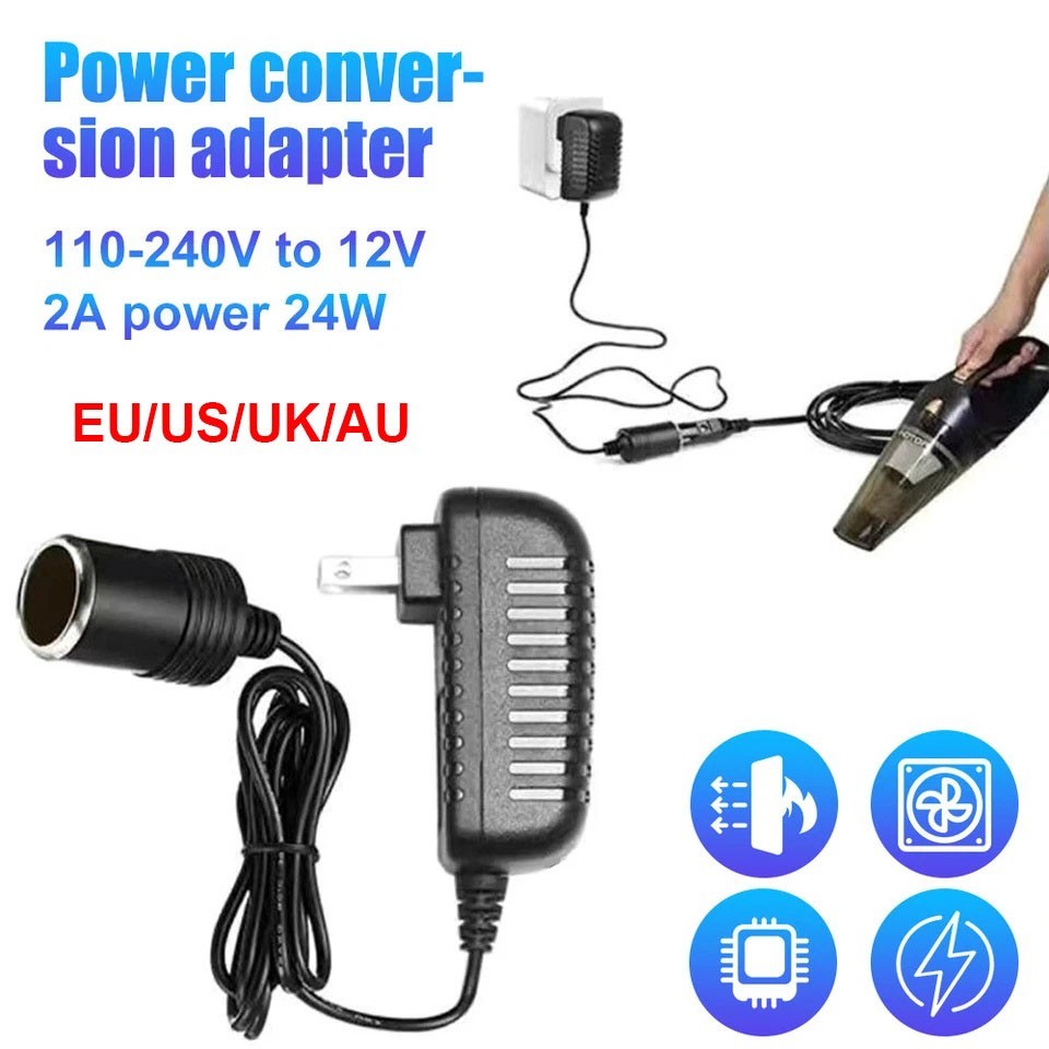 AC Wall Outlet to 12V DC Car Cigarette Lighter Converter Socket Plug Adapter