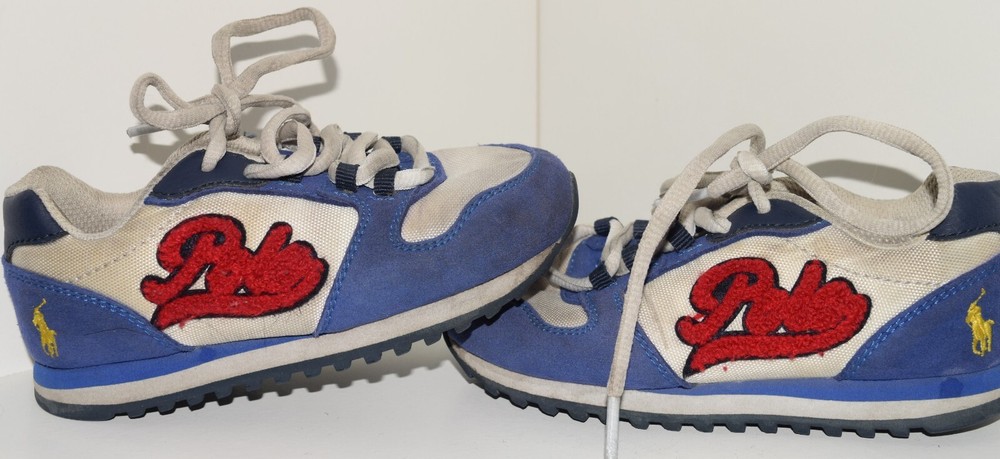 Polo Ralph Lauren Shoes Kids Size 9 Blue White with Yellow Pony Embroidered