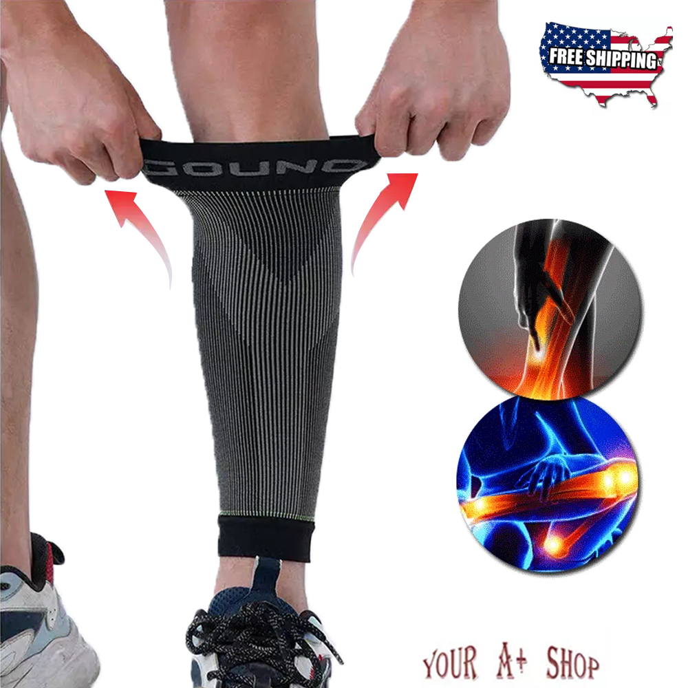 Calf Sleeves Leg Support Compression Socks Running Shin Splint Varicose Vein US