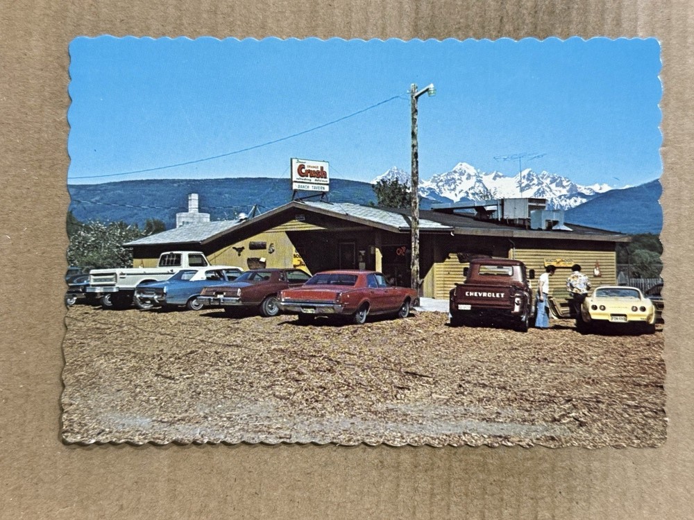 Postcard Sedro Woolley WA Washington Ranch Tavern Roadside Twin Sisters Mountain