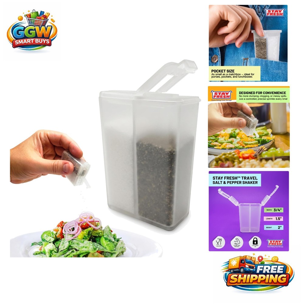 Travel Spice Shakers - Dishwasher Safe Mini Salt & Pepper Set for Easy Refills