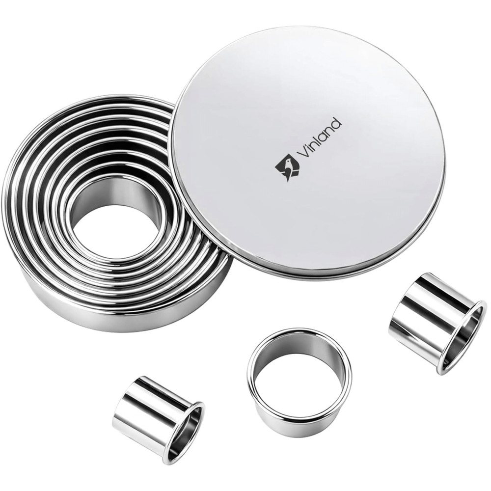 12-Piece Stainless Steel round Biscuit Cutter Set - 1/2/3/4/5 Inch Molds