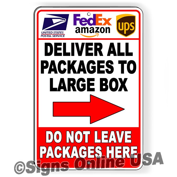 Deliver Packages To Large Box Arrow Right  Sign Or Decal 6 SIZES delivery I448