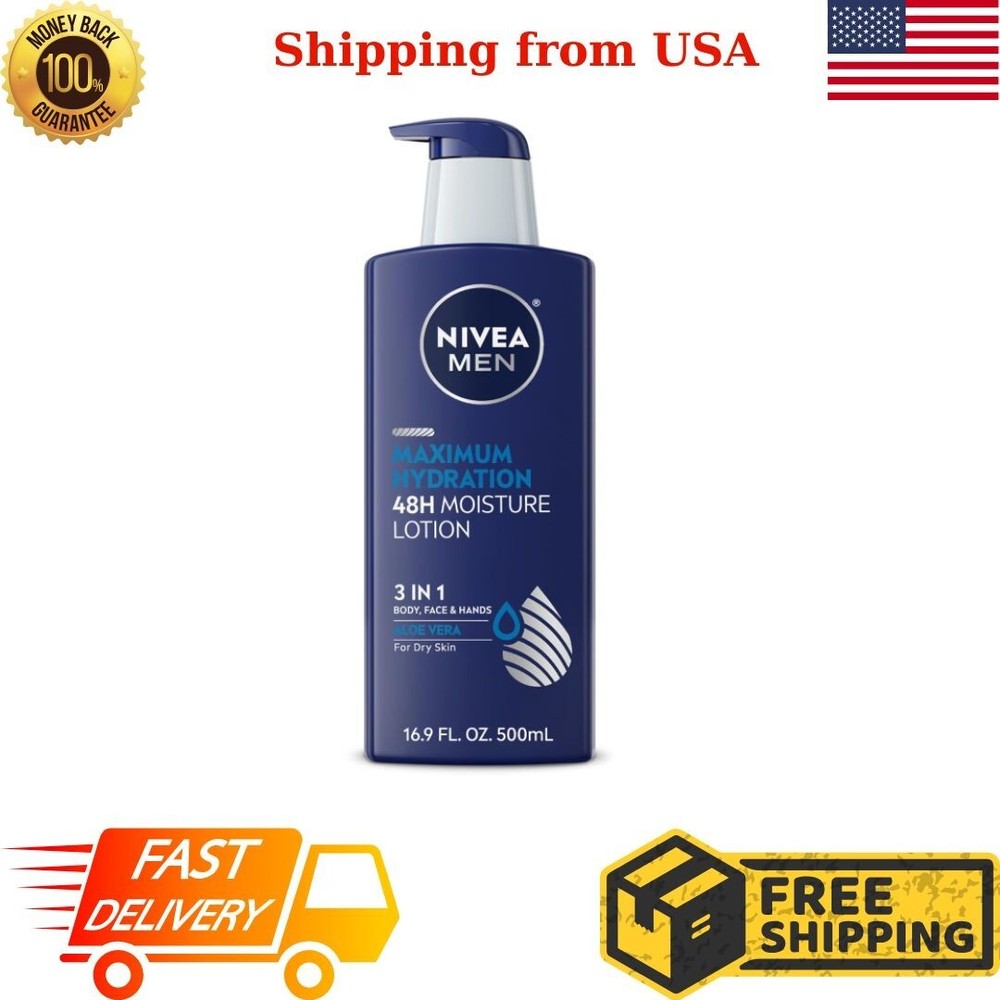 NIVEA MEN Maximum Hydration 48H Aloe Vera Body Lotion for Dry Skin