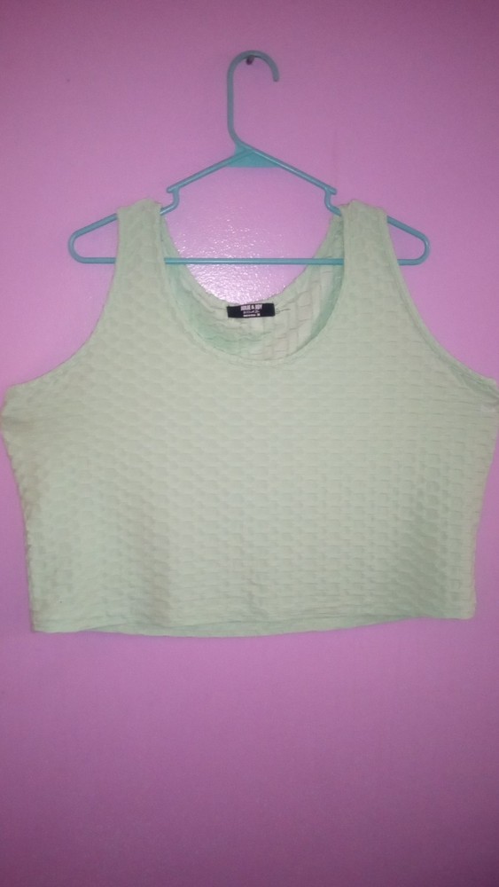 Jolie & Joy Women's Plus Size 3x Teal Green Cropped Tank Top