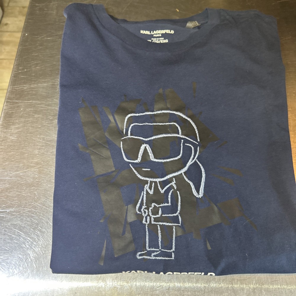 Karl Lagerfeld Paris Men's Short Sleeve T-Shirt XL Graphic Blue