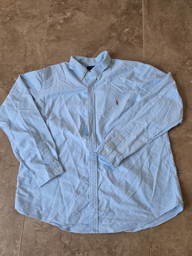 Polo Ralph Lauren Men's Long Sleeve Blue Cotton Button-Up Shirt Size 2XL