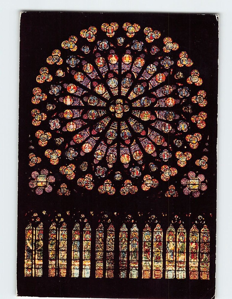Postcard Rosace Sud Notre-Dame Cathedral of Paris France