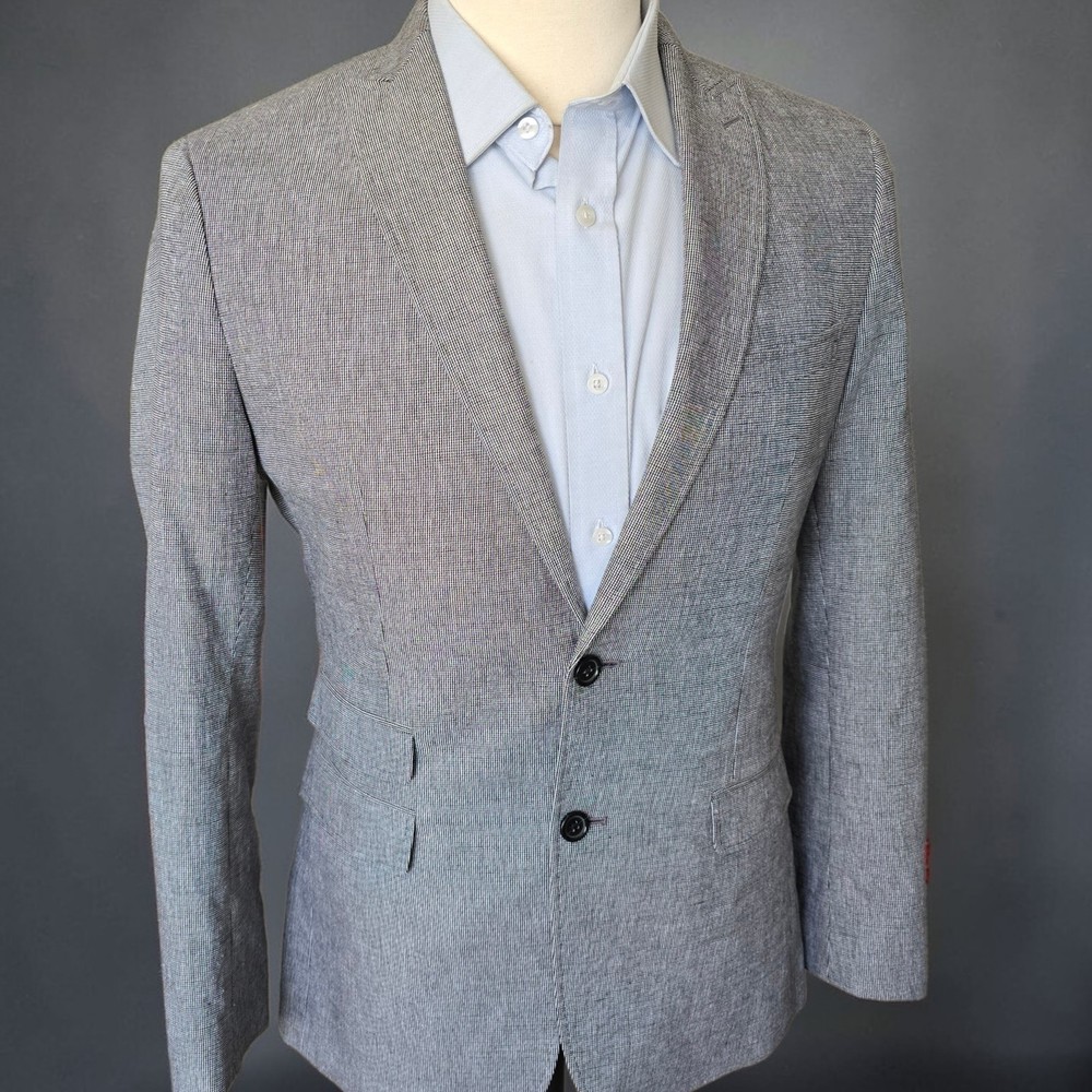 banana republic Linen Cotton Blazer 38r Tailored Working Cuff Peak Lapel
