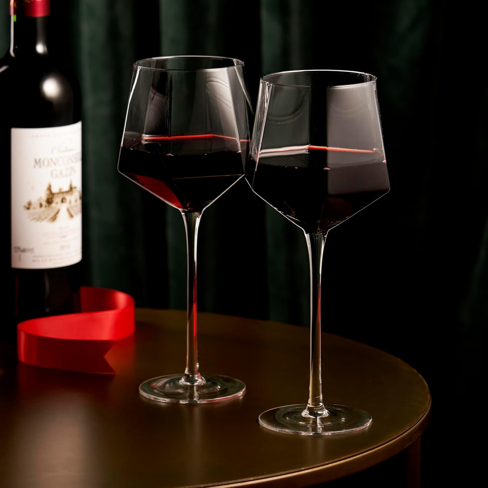 Seneca Modern Wine Glasses Set for Red or White Wine with Long Stem