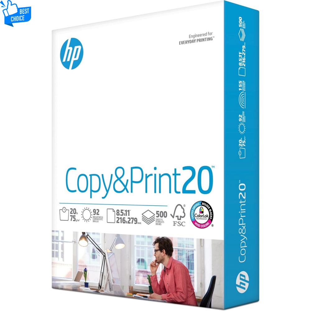 HP Printer Paper 8.5 x 11 Paper Copy &Print 20 lb 1 Ream Case - 500 Sheets