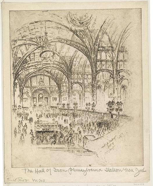 1919 The hall of iron, Pennsylvania Station, New York, Pennell, Joseph,