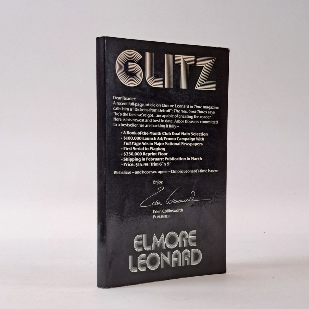 Elmore Leonard / GLITZ Inscribed Advance Reading Copy 1st 1985