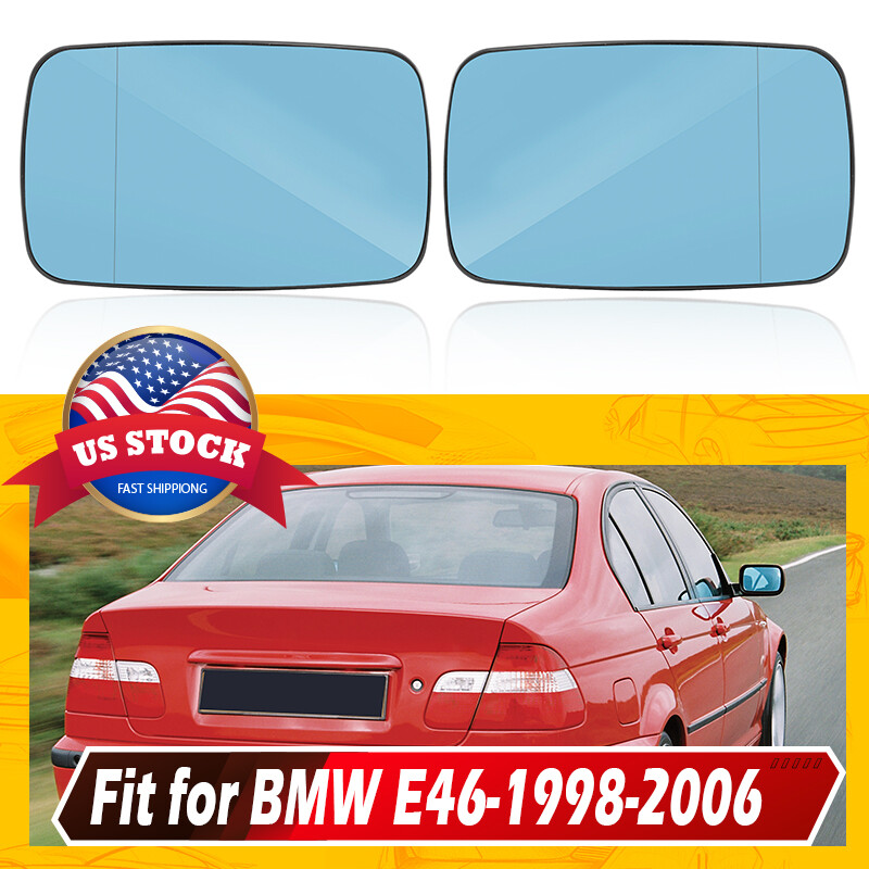Pair Blue Door Wing Mirror Glass Heated Fits BMW E46 E39 99-05 323i 328i 330i
