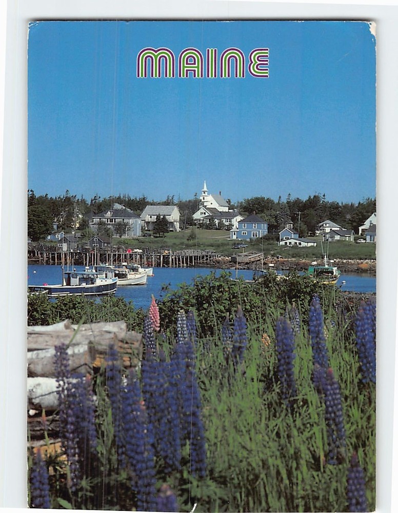 Postcard A Typical Coastal Maine Fishing Village