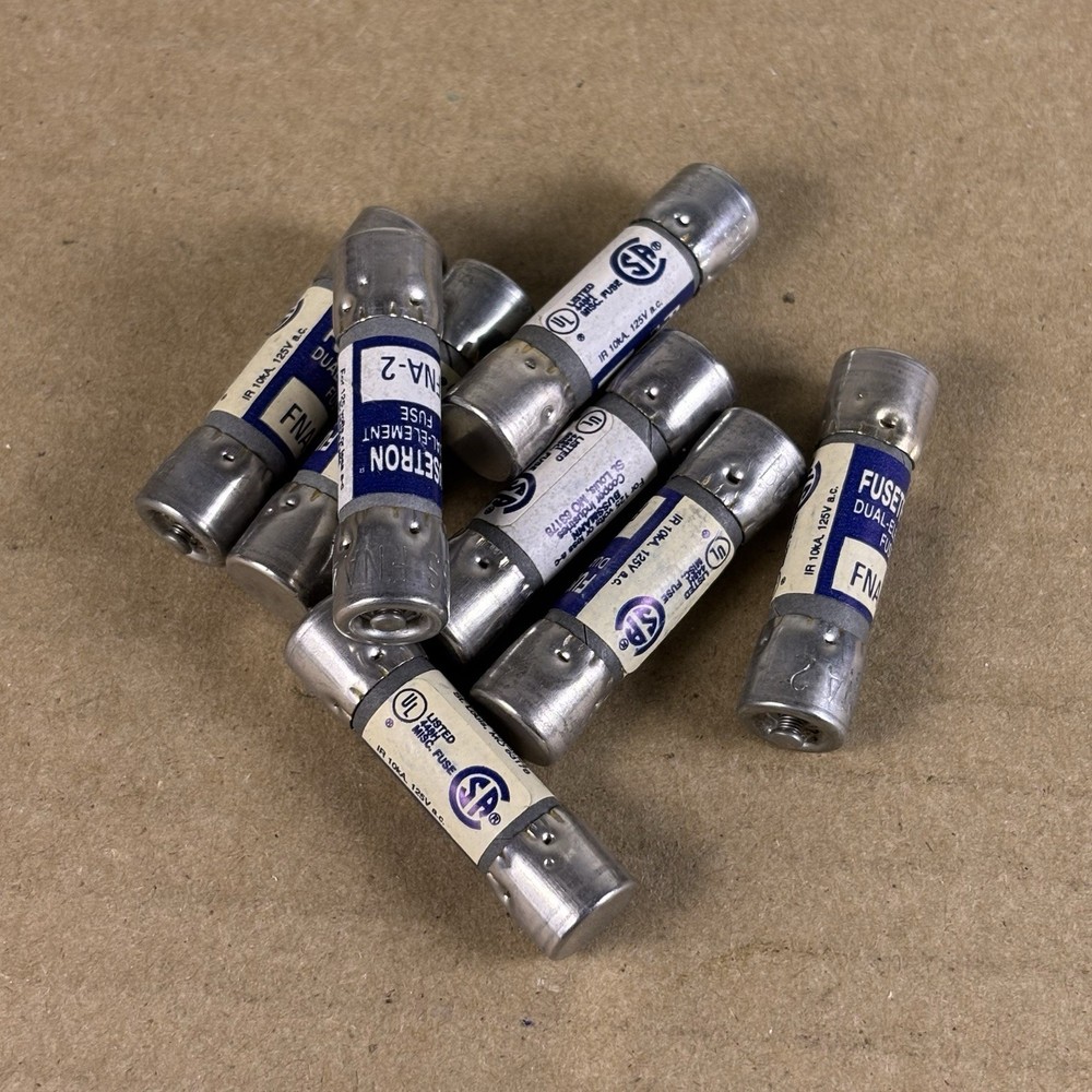Set of (8) VTG NOS FNA-2 BUSSMAN FUSETRON DUAL ELEMENT FUSE IR 10kA 125V AC