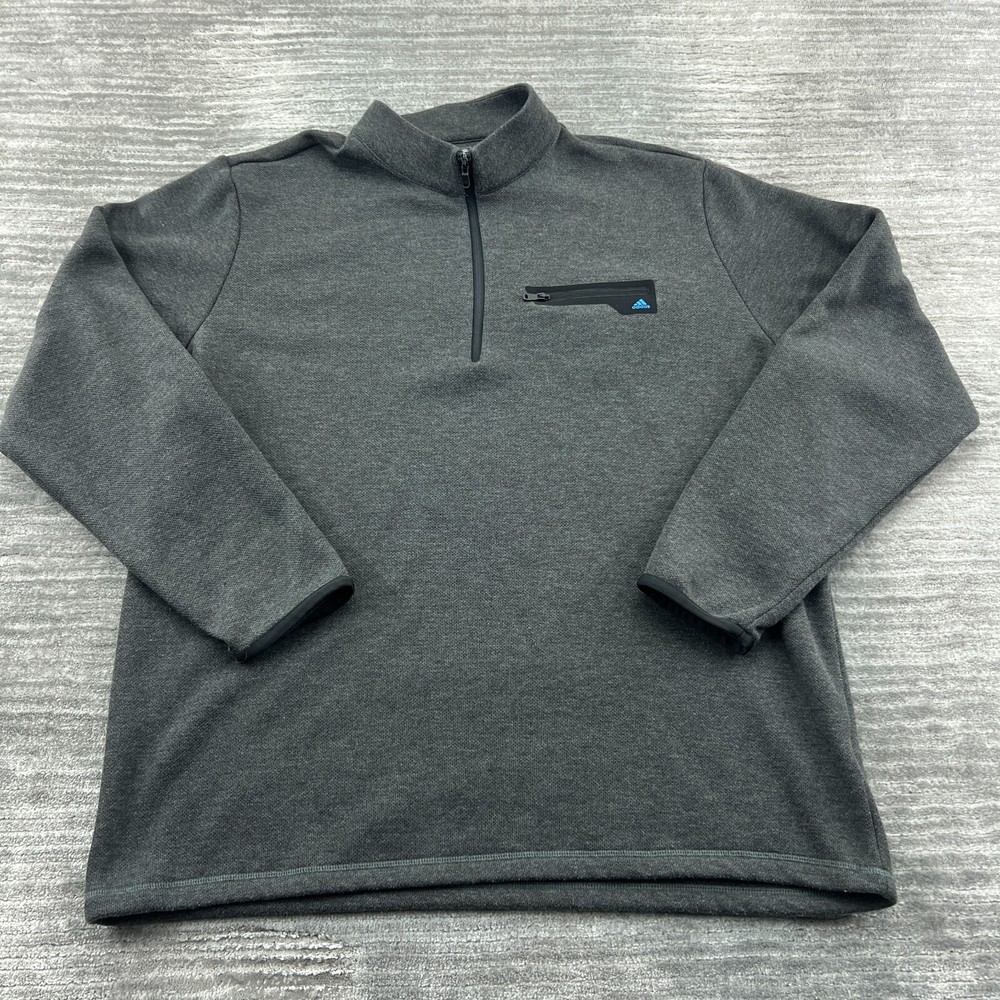 Adidas Fleece Size XL Mens 1/4 Zip Sweatshirt Long Sleeve Gray