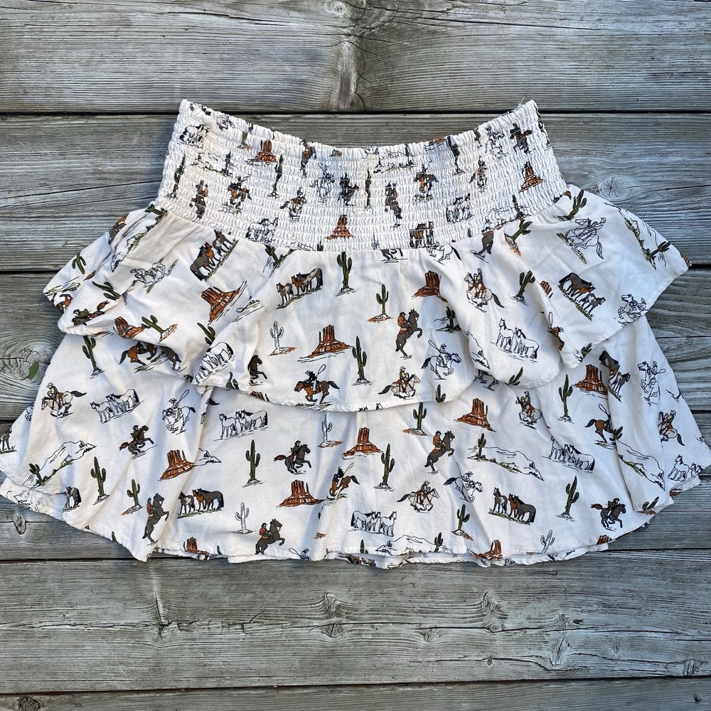 Ariat Women's Western Smocked Mini Skirt With Ruffles Size Medium
