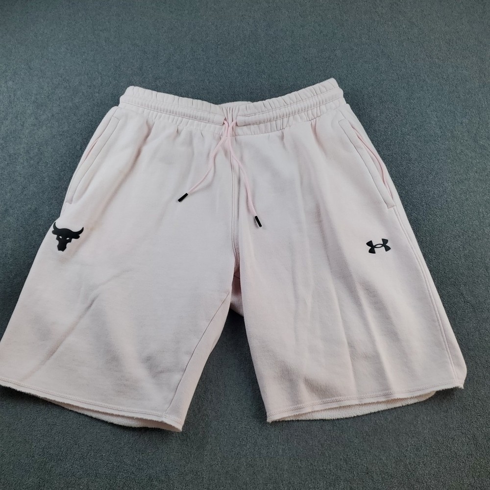 Under Armour Project Rock Fleece Shorts Mens Size Large Pink ColdGear