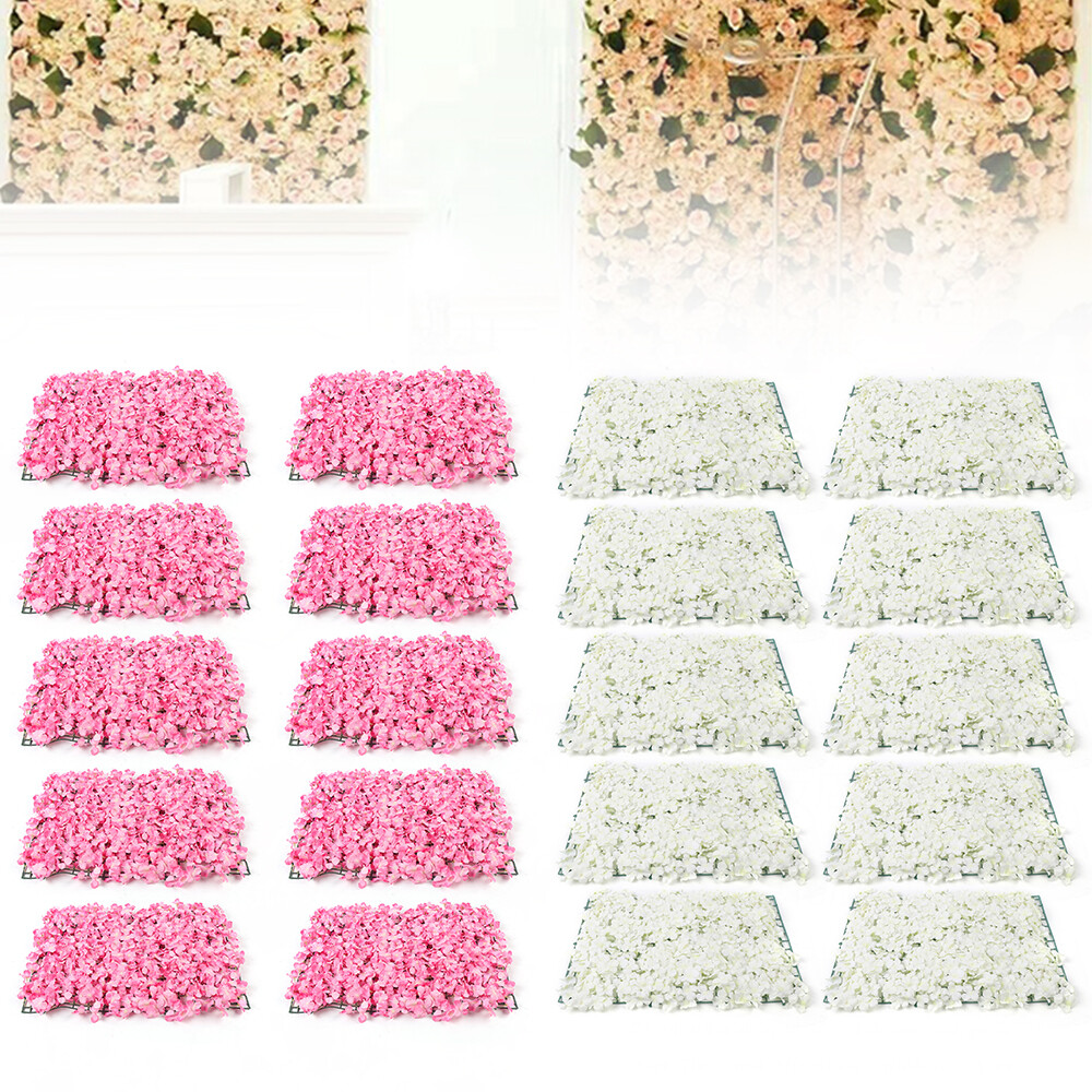 10Pcs Artificial Silk Fabric Flower Wall Panel Wedding Party Backdrop Decoration