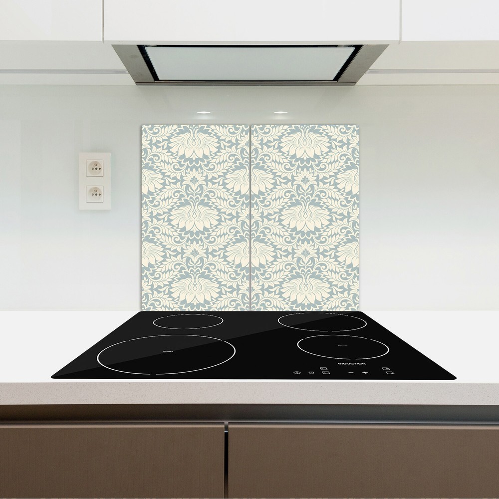 Glass Kitchen Chopping Board Vintage flower grey and white large 2x30x52