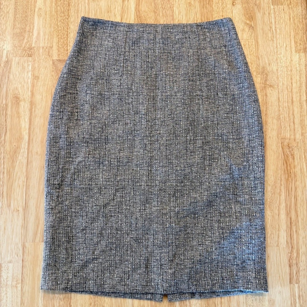 VTG St John Couture Women's Size 6 Charcoal Tweed Pencil Skirt
