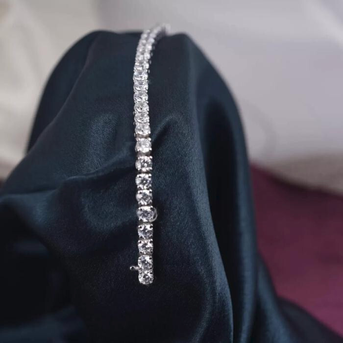 6MM Lab Diamond Tennis Bracelet in 14k White Gold Plated Sterling Silver 7 Inch
