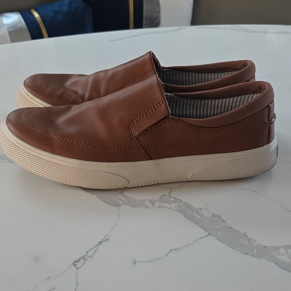 Sperry Plush Step Brown Leather  Men's Casual Shoes Slip On Sz. 10 Closure