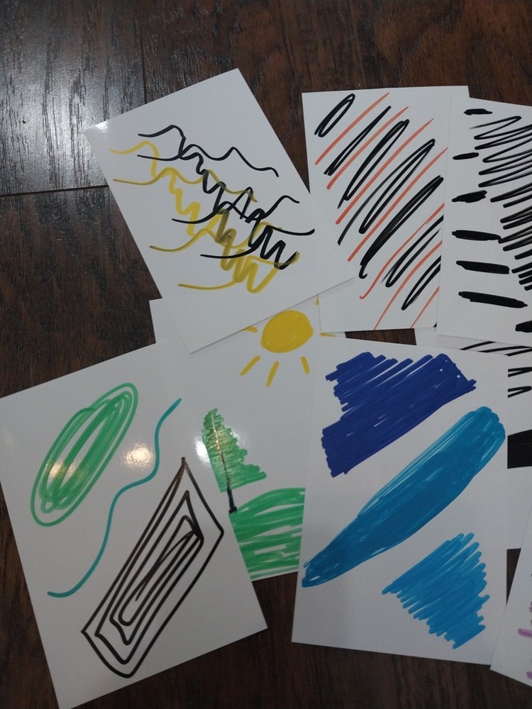 Abstract Original Painting Lot Of 8 - 4x6 OOAK GREEN BLUE YELLOW Modern Art