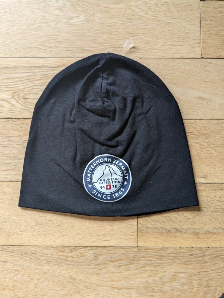 Matterhorn Zermatt Switzerland Cotton Stretch Beanie Black 2-layers Unisex 1Size