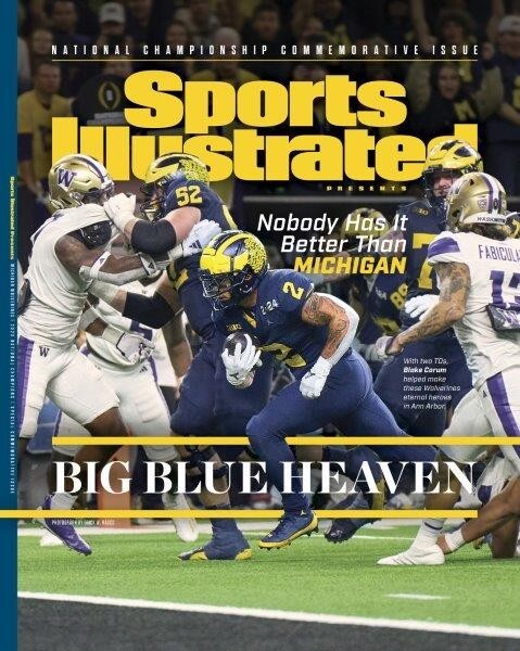 Póster fotográfico 8x10 cubierta ilustrada deportiva Michigan Wolverines 2023 Blake Corum