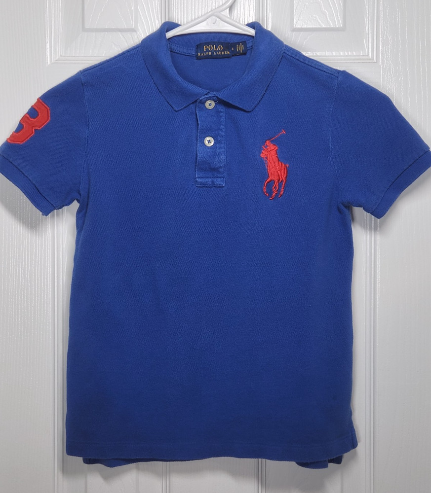 Polo Ralph Lauren Boys Size 6 Polo Shirt Blue Big Pony Youth Preppy Short Sleeve