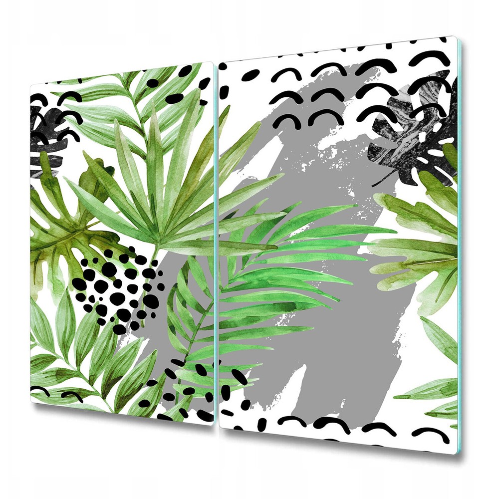 Glass Worktop Kitchen Chopping Cutting Board Tropical Ink and Leaves 2x30x52