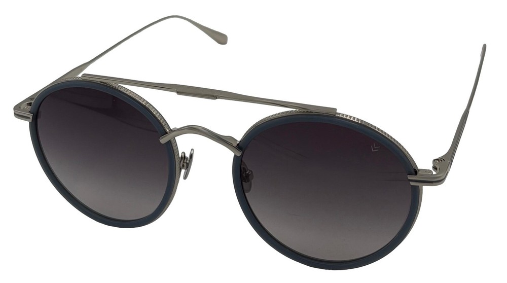 John Varvatos Men’s Silver Storm Round Metal Sunglasses with Smoke Gradient Lens V523