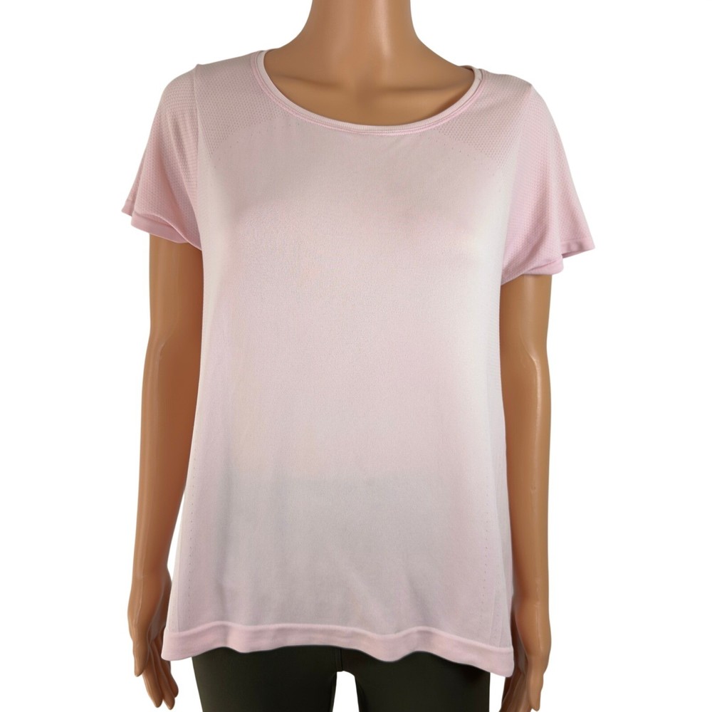 All in Motion Womens Pink Seamless Mesh Short Sleeve Activewear T-Shirt M