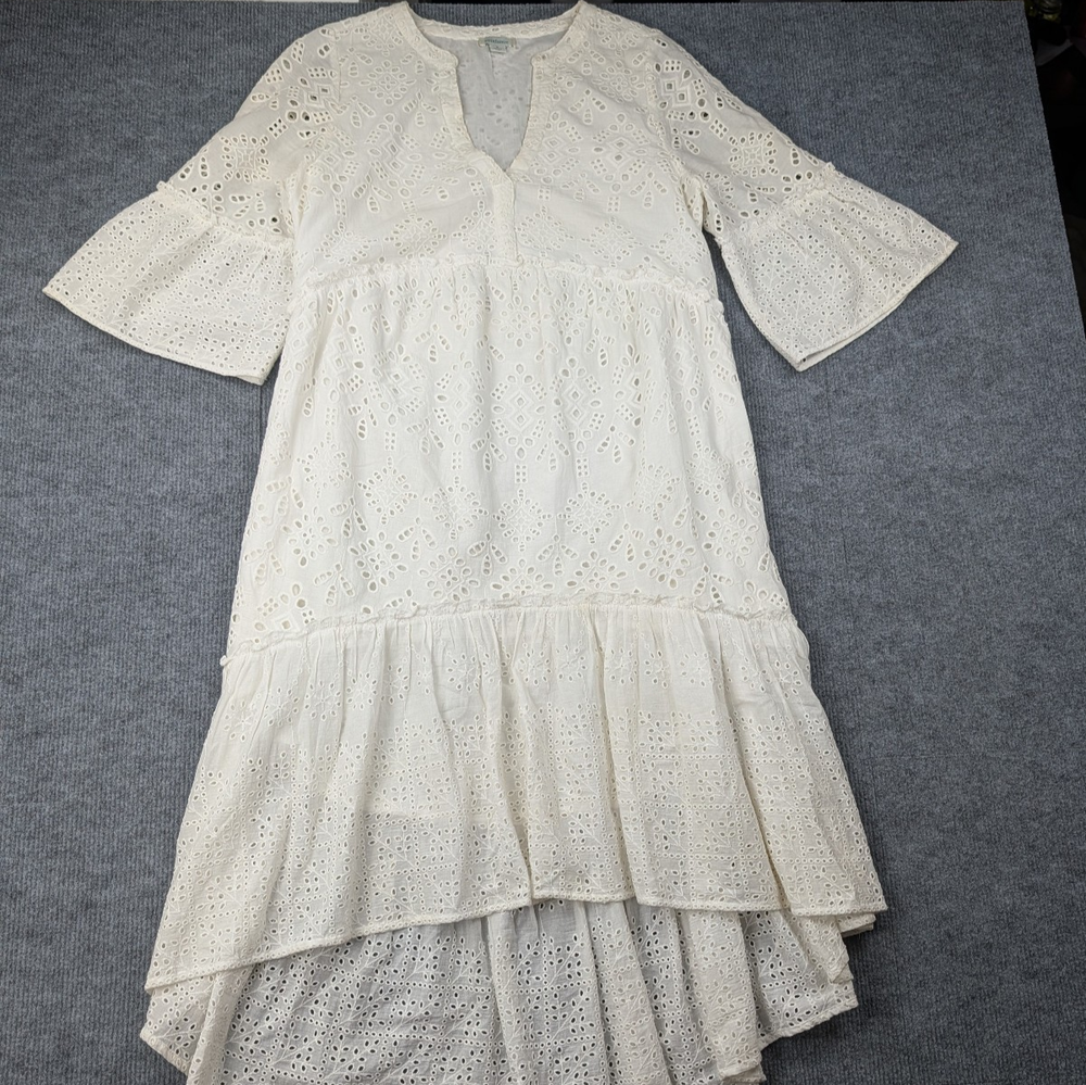 Sundance Dress Womens Small White Eyelet Boho Cottage Jasmine Midi Timeless